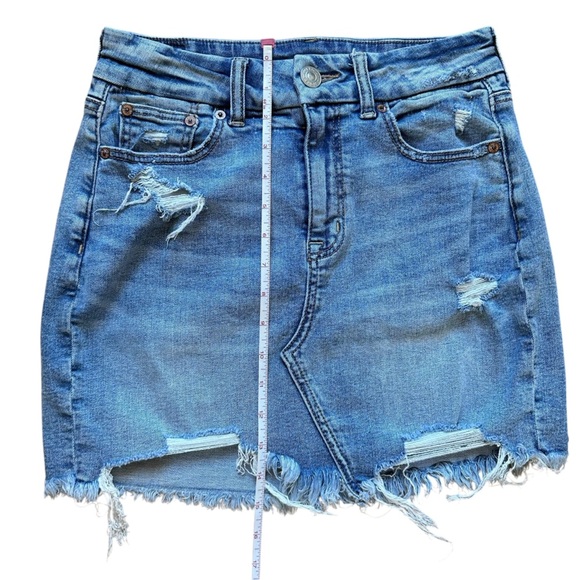 American Eagle Outfitters Blue Distressed Denim Mini Skirt - Picture 8 of 11